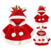 Baby Boy's Girl's Winter Cape Coat Hooded Cartoon Reindeer Round Neck Thick Buttons Warm Jacket (White, 6-12 Months) view 3