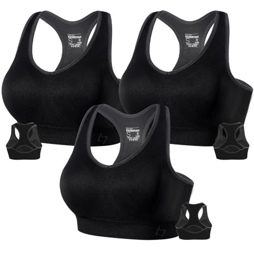 FITTIN Support Sports Bras for Large-Bust: High Impact Plus Size Racerback 85% Fit Supportive Workout Black Bra for Lifting Training - 360 Full Coverage No Spillage for Women C-DDD Cups