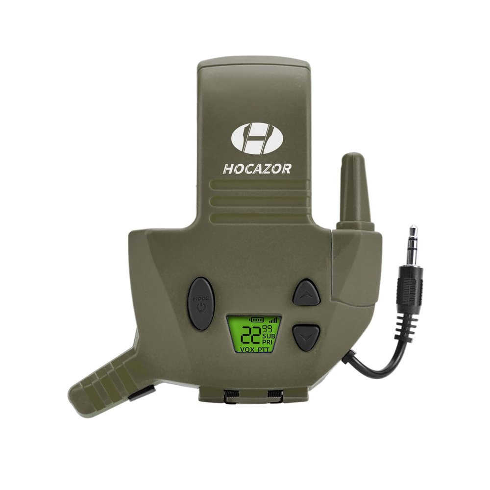 Hocazor W01 Walkie Talkies Compatible with Walker's Razor Slim Electronic Ear Muffs, Handsfree Communication for Outdoors Hunting Shooting Construction Sites Work Shop, Green
