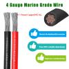 4 Gauge Marine Wire Tinned Copper Boat Cable, Standard USA OFC Oxygen Free Copper Wire for Automotive Boat Speakers Solar Outdoors (4 Gauge 5FT Red+5FT Black) view 2