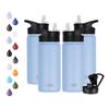 HASLE OUTFITTERS Insulated Water Bottle 16 oz Double Wall Vacuum Stainless Steel Water Bottle Leak Proof for School Wide Mouth with Straw Lid & Spout Lid Keeps Cold and Hot(Blue,4pack) view 1