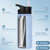 HASLE OUTFITTERS Insulated Water Bottle 16 oz Double Wall Vacuum Stainless Steel Water Bottle Leak Proof for School Wide Mouth with Straw Lid & Spout Lid Keeps Cold and Hot(Blue,4pack) view 4