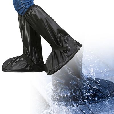 All Round Long Waterproof Rain Shoe Covers, Motorcycle rain Gear for Men Women Rain Footwear Cover with Reflector, Non-Slip PVC Rain Gear Reusable & Foldable Rain Boot Shoe Covers ( Color : Black#1 ,