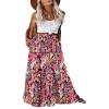 Punude Women's 2026 Summer Skirt High Waist Flowy A Line Boho Skirt Maxi Skirt with Pockets Floral Pink XL view 1