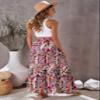 Punude Women's 2026 Summer Skirt High Waist Flowy A Line Boho Skirt Maxi Skirt with Pockets Floral Pink XL view 2
