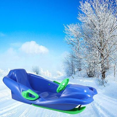 Children's Sledge, Thickened Double Sledge, Snow Sledge with Backrest, Plastic Sledge