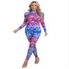 Jugaoge Women's Long Sleeve One Piece Swimsuit Mermaid Scale Print Wetsuit Stretchy Bathing Suit Type A X-Large view 2