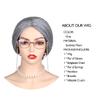 FantaLook Short Gray Old Lady Cosplay Wig with Glasses EyeGlasses Chain Earrings Necklace Bracelet and Inflatable Crutch for Women Grandma Costume for Halloween view 3