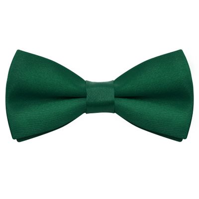 Bskifnn Kids Bow Ties Solid Color Satin Bow Tie for Child Boys Toddlers Wedding Party Dress up (Dark green, kids)