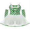 FEESHOW Womens Christmas Candy Cane Costume Spaghetti Straps Bowknot Tutu Dress Leotard Skating Dance Unitard Green X-Large view 1