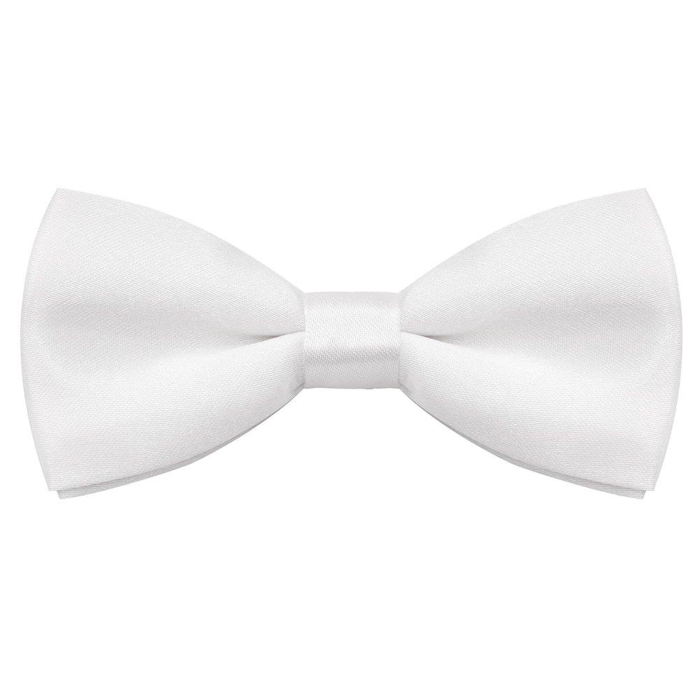 Kids Bow Ties Solid Color Satin Bow Tie for Child Boys Toddlers Wedding Party Dress up (White, kids)