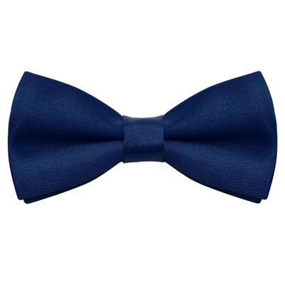 Bskifnn Kids Bow Ties Solid Color Satin Bow Tie for Child Boys Toddlers Wedding Party Dress up (Navy blue, kids)