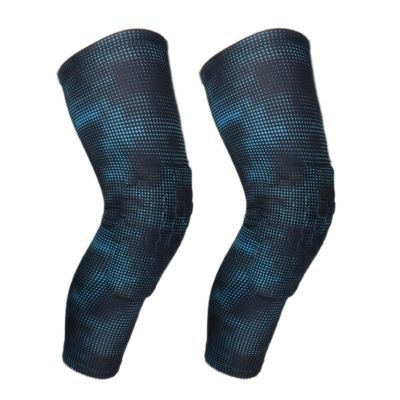 Mcolics Basketball Knee Pads for Kids Youth Adults Protective Padded Compression Long Leg Sleeves Sports Gear for Volleyball Baseball Football 1 Pair (Large, Blue)