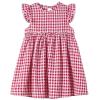 Csbks Toddler Baby Girls' Cotton Sundress with Ruffle Halter Sleeveless and Swing Dress Plaid Red 130 view 1