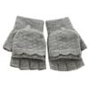Flush of Dawn Winter Wool Gloves Women Convertible Fingerless Gloves Thickened Warm Fleece Knitted Gloves Touchscreen Gloves (Gray) view 1