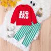 Big/Little Brother Big/Little Sister Matching Outfit Crewneck Sweatshirt Striped Pants Toddler Christmas Clothes (Striped Big Bro, 6-12 Months) view 2