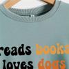 ESIKAH Reads Books Loves Dogs Stays Home Sweatshirt Reading Shirts Dog Mom Sweater Women Crewneck Pullovers Dog Lover Gifts Beige view 3