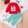 Big/Little Brother Big/Little Sister Matching Outfit Crewneck Sweatshirt Striped Pants Toddler Christmas Clothes (Striped Litter Sister, 6-12 Months) view 2