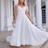 DKZQQ Bridesmaid Dresses for Women White Chiffon Sequin Spaghetti Straps V Neck Formal Dresses Size 2 view 3