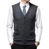 Men's V-Neck Button Up Vest Sleeveless Casual Knitwear Ribbed Knit Slim Fit Cardigan with Pocket (Large,Dark Gray) view 1