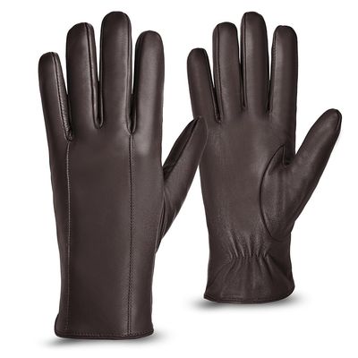 MGGMOKAY Mens Leather Gloves Sheepskin Winter Gloves with Cashmere Lined,Brown,S