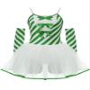 HULIJA Women Xmas Candy Cane Leotard Spaghetti Straps Bowknot Tutu Dress Figure Ice Skating Dance Unitard Green 3X-Large view 1