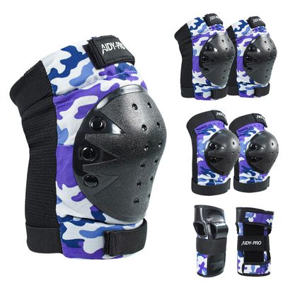 AIDY-PRO Kids Knee Pads and Elbow Pads Set Skateboard Protective Gear, 6 in 1 Knee Guards Kids Wrist Guards for Roller Skating Skateboarding Biking Blue