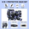 AIDY-PRO Kids Knee Pads and Elbow Pads Set Skateboard Protective Gear, 6 in 1 Knee Guards Kids Wrist Guards for Roller Skating Skateboarding Biking Blue view 2