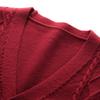 Men's V-Neck Button Up Vest Male Sleeveless Casual Sweater Knitwear Ribbed Knit Slim Fit Cardigan with Pocket (Large,Red) view 3
