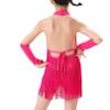 Agoky Girls Sequins Tassel Ballet Jazz Latin Dance Dress for Children Hip Hop Chacha Tap Rumba Performance Costume Dancewear Hot Pink C 5-6 Years view 2