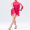 Agoky Girls Sequins Tassel Ballet Jazz Latin Dance Dress for Children Hip Hop Chacha Tap Rumba Performance Costume Dancewear Hot Pink C 5-6 Years view 4