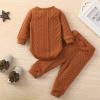 He&Yingmin Newborn Baby Boys Girls Long Sleeve Knitted Romper Tops Pants Outfit Toddler Clothes Set (Browm, 6-12 Months) view 3
