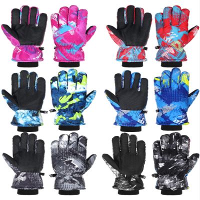 Bencailor 6 Pairs Kids Winter Gloves Waterproof Ski Glove Boy Girl Warm Snow Snowboard Mittens for Cold Unisex(Red Blue Dark Pink Gray Custom Green Custom Black,8-12 Years,Fashion,Marble)