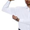 Alimens & Gentle Mens Dress Shirts 4-Way Stretch Long Sleeve Collared Casual Solid Wedding Dating Button Down Shirt White view 3