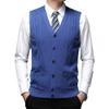 Men's V-Neck Button Up Vest Male Sleeveless Casual Sweater Knitwear Ribbed Knit Slim Fit Cardigan with Pocket (XX-Large,Blue) view 1