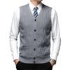 Men's V-Neck Button Up Vest Male Sleeveless Casual Sweater Knitwear Ribbed Knit Slim Fit Cardigan with Pocket (X-Large,Gray) view 1
