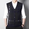 Men's Vest Cardigan Male V-Neck Button Up Sleeveless Sweater Man Plaid Slim Fit Casual Knitwear (Medium,Black) view 2