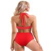 SUUKSESS Women Sexy High Waisted Bikini Sets Mesh Tummy Control Two Piece Swimsuits Halter Push Up Bathing Suits(Red,M) view 2