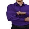 Alimens & Gentle Purple Dress Shirt Men Long Sleeve Wrinkle Free Regular Fit Business Casual Button Up Shirt with Pocket view 3
