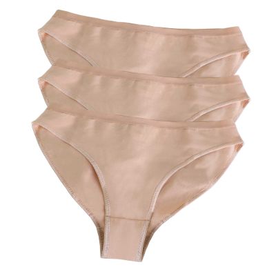Daydance Tan Girl's Gymnastic Briefs Cotton Seamless Ballet Underwear for Dance, Performance, Skating 3 Packs