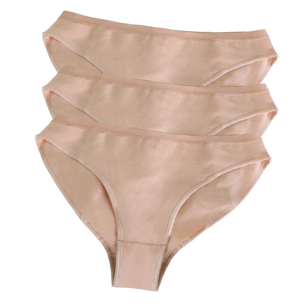 Daydance Tan Girl's Gymnastic Briefs Cotton Seamless Ballet Underwear for Dance, Performance, Skating 3 Packs