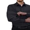 Alimens & Gentle Mens Dress Shirts 4-Way Stretch Long Sleeve Collared Casual Solid Wedding Dating Button Down Shirt Black view 3