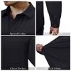 Alimens & Gentle Mens Dress Shirts 4-Way Stretch Long Sleeve Collared Casual Solid Wedding Dating Button Down Shirt Black view 4