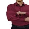 Alimens & Gentle Maroon Dress Shirt Men Stretch Wrinkle Free Long Sleeve Collared Formal Casual Button Down Shirt with Pocket view 3