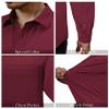 Alimens & Gentle Maroon Dress Shirt Men Stretch Wrinkle Free Long Sleeve Collared Formal Casual Button Down Shirt with Pocket view 4