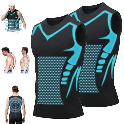 lunhaifi Zemanva Correction Vest, Ionic Shaping Sleeveless Shirt, menionic Tourmaline Posture Corrector Shaping Vest (B,XL)