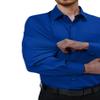 Alimens & Gentle Dress Shirts for Men Royal Blue Long Sleeve Stretch Wrinkle Free Regular Fit Prom Wedding Button Up Shirt view 3