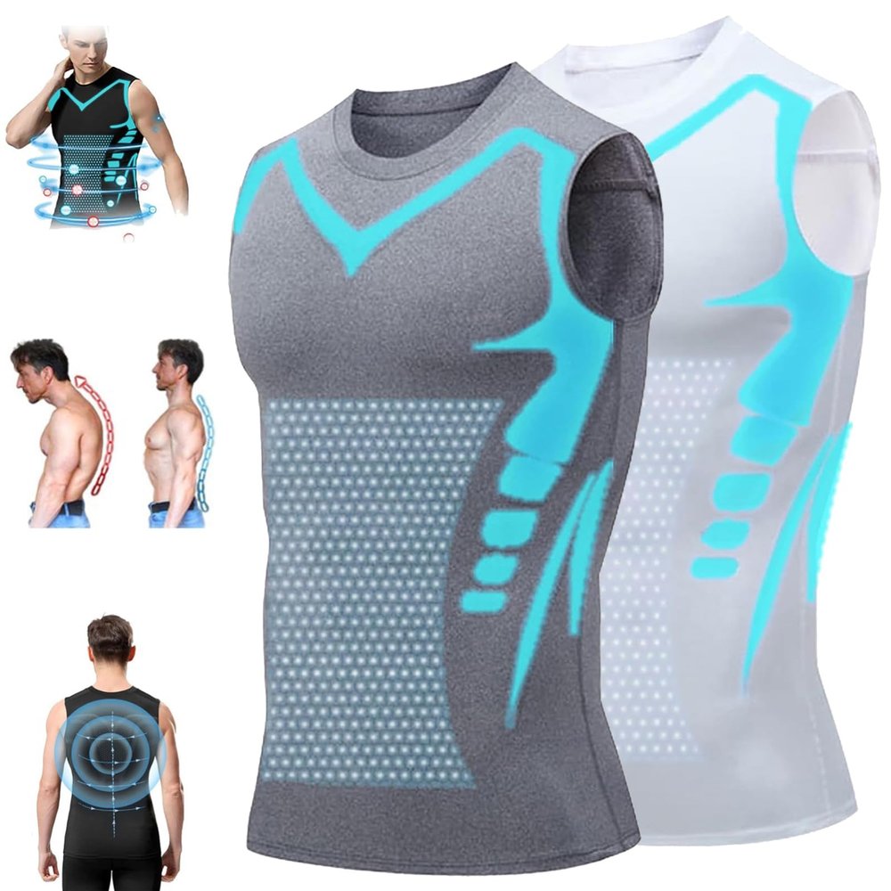 lunhaifi Zemanva Correction Vest, Ionic Shaping Sleeveless Shirt, menionic Tourmaline Posture Corrector Shaping Vest (D,M)