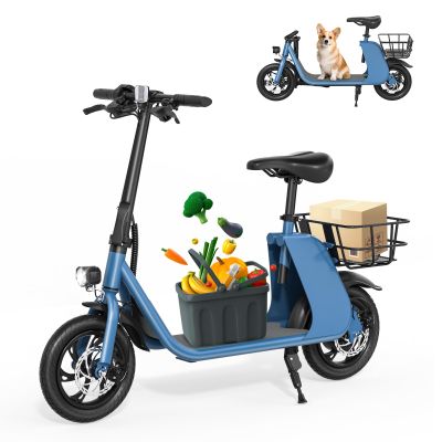 RIDWIND Electric Scooter with Seat for Adults, 450W Motor Foldable E Scooter for Adults with LCD Display,15.5MPH, 20 Miles Range, Max Load 265LB, UL2277 Certificate, Blue