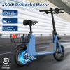 RIDWIND Electric Scooter with Seat for Adults, 450W Motor Foldable E Scooter for Adults with LCD Display,15.5MPH, 20 Miles Range, Max Load 265LB, UL2277 Certificate, Blue view 2